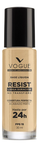 Base De Maquillaje Líquida Vogue Resist Resist Larga Duración Base Líquida Resist Tono Avellana - 30ml 30g