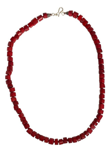 Collar De Coral Rojo Y Broche De Plata 925