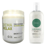 Crema Masajes Musculares 1kg + Aceite Relax 500ml -biobellus