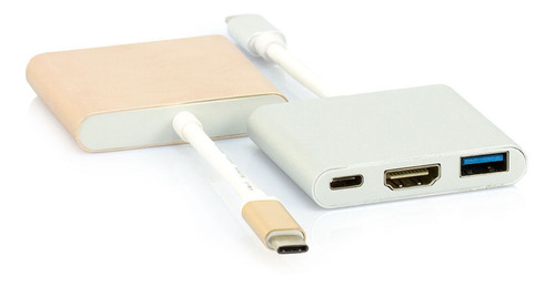 Adaptador Usb-c Multiporta Com Usb Hdmi E Usb-c Prata