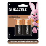 2 Pilhas Alcalina C Media Duracell Mn1400b2