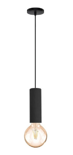 Lámpara Colgante Tubo 1 Luz 11.5cm + Globo Led Deco Cilindro