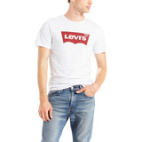 Polera Hombre Lisa Con Logo Blanco Levis