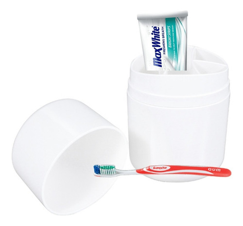 Porta Cepillo Dental Con Tapa Full Brinox - Coza 10442 Color Blanco