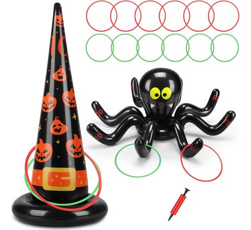 Juego Inflable De Lanzamiento De Anillos De Halloween Con Si