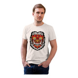 Camiseta Del Gato Japones/demonio Samurai Casual