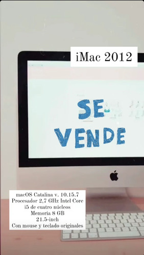 iMac 2012 Apple 21.5 Inch 2.7ghz I5 8gb 1 Tb