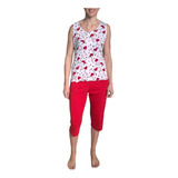 Pijama Fresca Sin Mangas Capri Corazones Deborah 7254 Mujer