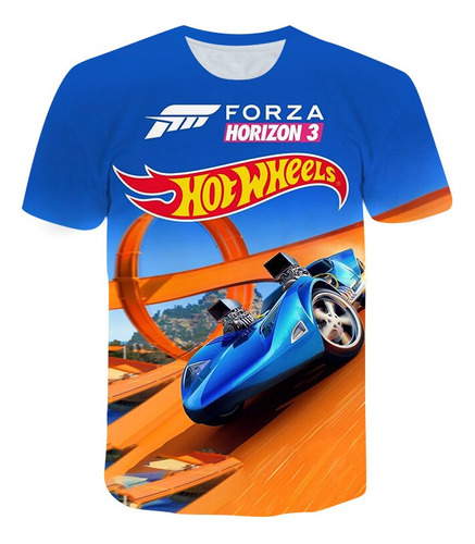 2024 Camiseta Con Estampado 3d De Hot Wheels For Niños Ropa