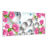 Quadro Decorativo Flores Borboletas Rosa Estilo 3d