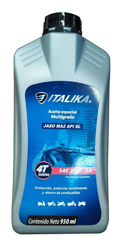 Aceite Multigrado Italika 4 Tiempos Sae 20w50 950ml