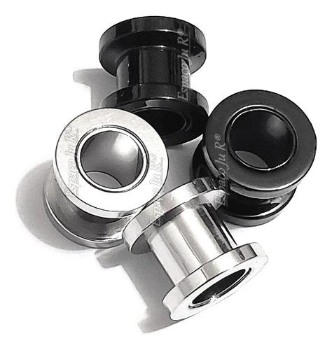 Alargador Preto Aço Inox Brinco Masculino Feminino Kit 8mm