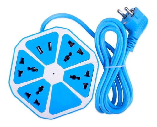 Zapatilla Hexagonal Alargue Enchufes 4 Toma Corriente 2 Usb