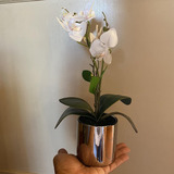 Orquidea Art Maceta Ceramica Plateada H30cm Dd1