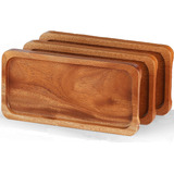 Set De Platos Rectangular 3 Pz Madera Aperitivo 36.8 Cm