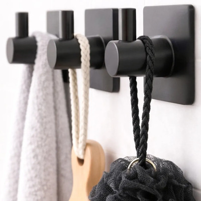 6pzs Toallero Negro Accesorios Para Bano Gancho Autoadhesivo