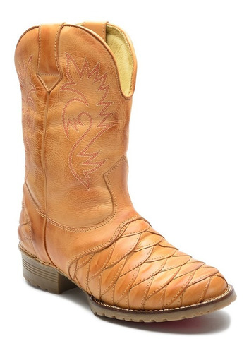 Bota Masculina Country Texana Couro Casco Tatu Leve Envio Já