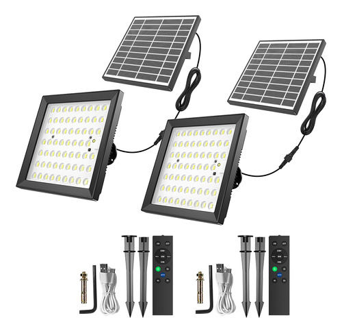 Lámpara Solar Para Exteriores, Tipo Cobertizo, 124 Led, 2 Un