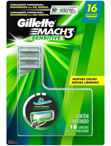 Carga Para Aparelho De Barber Gillette Mach3 Sensitive 16un