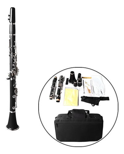 Clarinete Negro De Reducción Del Tono B Con Estuche 