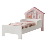 Cama Casinha Cristal Tam Solteiro Infantil Branco Com Rosa