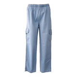 Calça Cargo Jeans Elástico E Cordão Azul Claro P Ao Gg