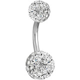 Piercing Ombligo Acero Quirúrgico Clear Cz Crystal Fer...