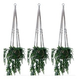 Kit 3 Suporte P/ Plantas Cru Macramé 90cm Hanger Artesanal