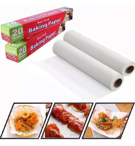 Papel Para Hornear Alimentos Encerado, 30cm X 20m, 2 Rollos