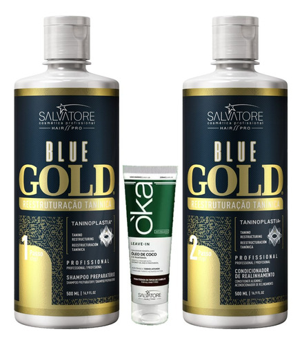 Salvatore Blue Gold Reestruturação Tanínica 500ml + Leave-in