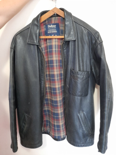 Campera  De Cuero Negra Dufourd  Hombre Talle M Moto