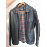 Campera  De Cuero Negra Dufourd  Hombre Talle M Moto