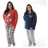 Kit 2 Pijamas De Frio Plus Size Manga Longa E Calça Oferta