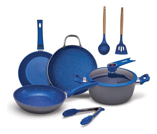 Juego De Sartenes Flavorstone Light Master Set 8 Piezas Color Azul