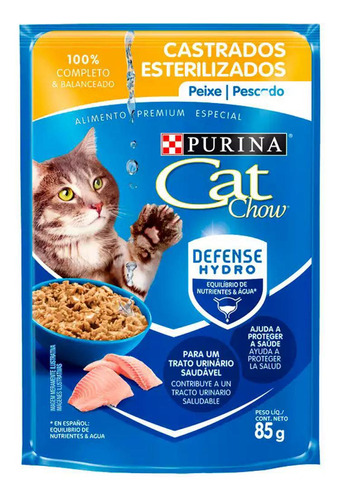 Cat Chow Sachê Gato Adulto Castrado Peixe 85gr