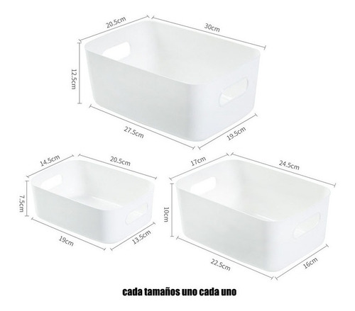 Set 3 Caja organizador Plástica Blanco 3 Size 