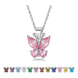 Bestyle Collares De Mariposa De Cristal De Turmalina Rosa Pa