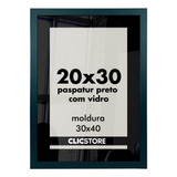 Moldura 20x30 Paspatur Preto Quadro Vidro Porta Retrato Sala