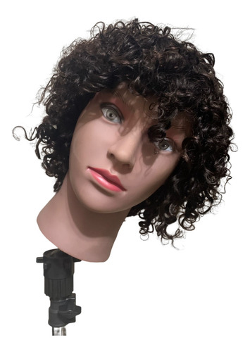 Peruca Wig Cacheada Bob Curta Franja 100% Cabelo Humano 