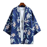 Camisa Para Hombre Kimono Diseño De Flores Japonesas