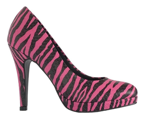 Sapato Fechado Meia Pata Salto Fino Zebra Pink Lasenna