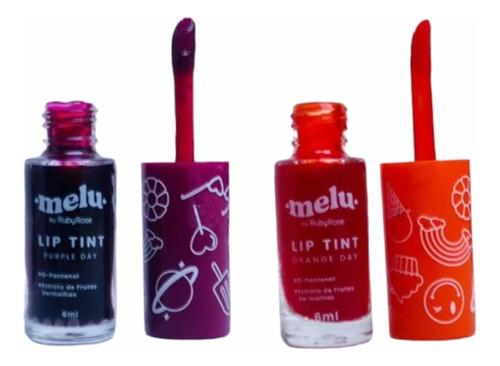 Kit C/2 Lip Tint Labial Morango E Purple Melu By Roby  Rose