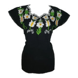 Blusa Artesanal Bordada Manta Zinacantan, Chiapas