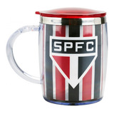 Caneca Térmica Inox Com Tampa São Paulo Licenciado 450 Ml Cor Vermelho