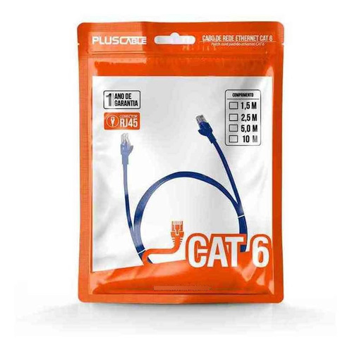 Cabo De Rede Patch Cord Cat6 5mt Azul