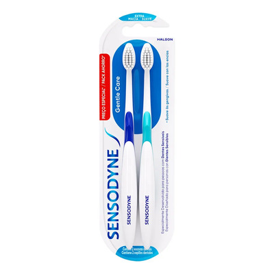 Cepillos Dentales Sensodyne Cuidado Delicado Ultra Suave 2 Pack Azul