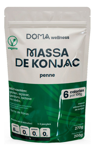 Macarrão Sem Glúten Konjac Tipo Penne Vegano Doma 270g