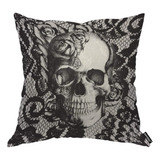 Aoyego Funda De Almohada Con Diseño De Calavera En Blanco Y 