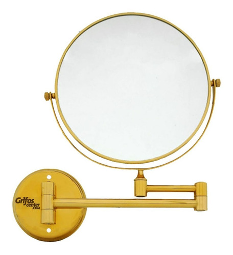 Espejo Para Baño Retráctil Circular Vintage Dorado Con Aumen