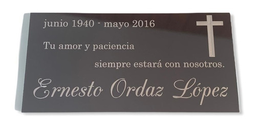 Placa Metálica Grabada Laser 5x10 Cm Urna Trofeo Gris Humo